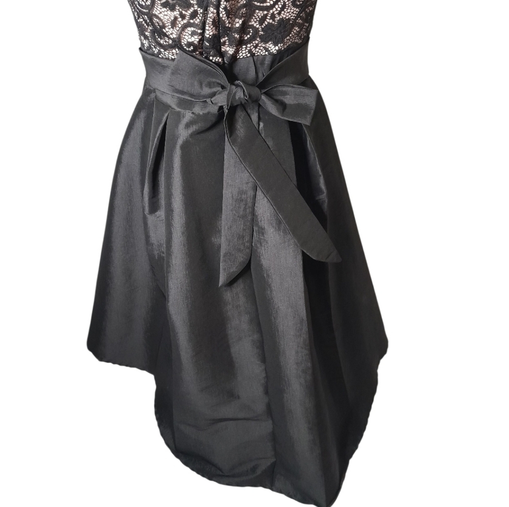 Elegant Pink and Black Strapless Fit and Flare Cocktail Dress - Picture 8 of 11